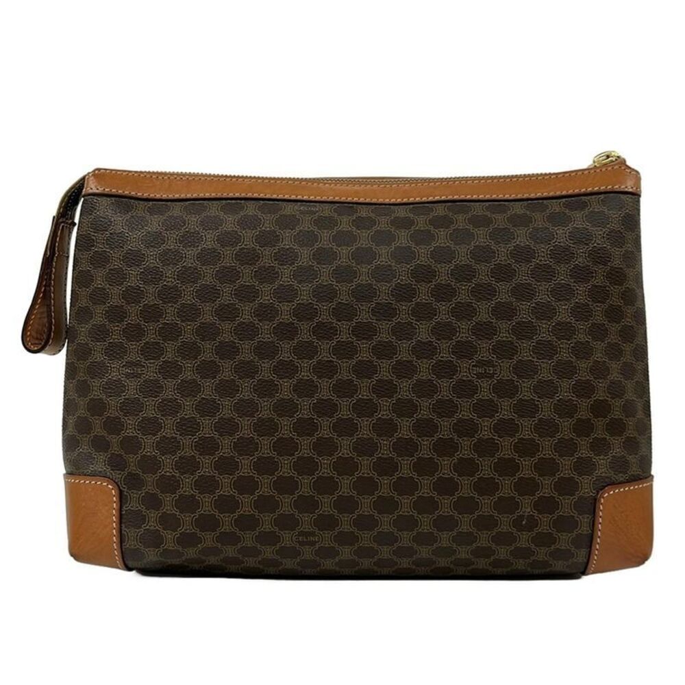 Celine Second Bag Macadam Pattern Dark Brown X Be… - image 3